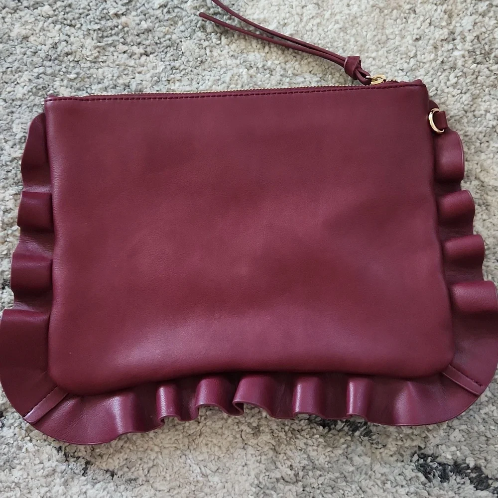 Sole Society Burgundy Ruffle‎ Clutch